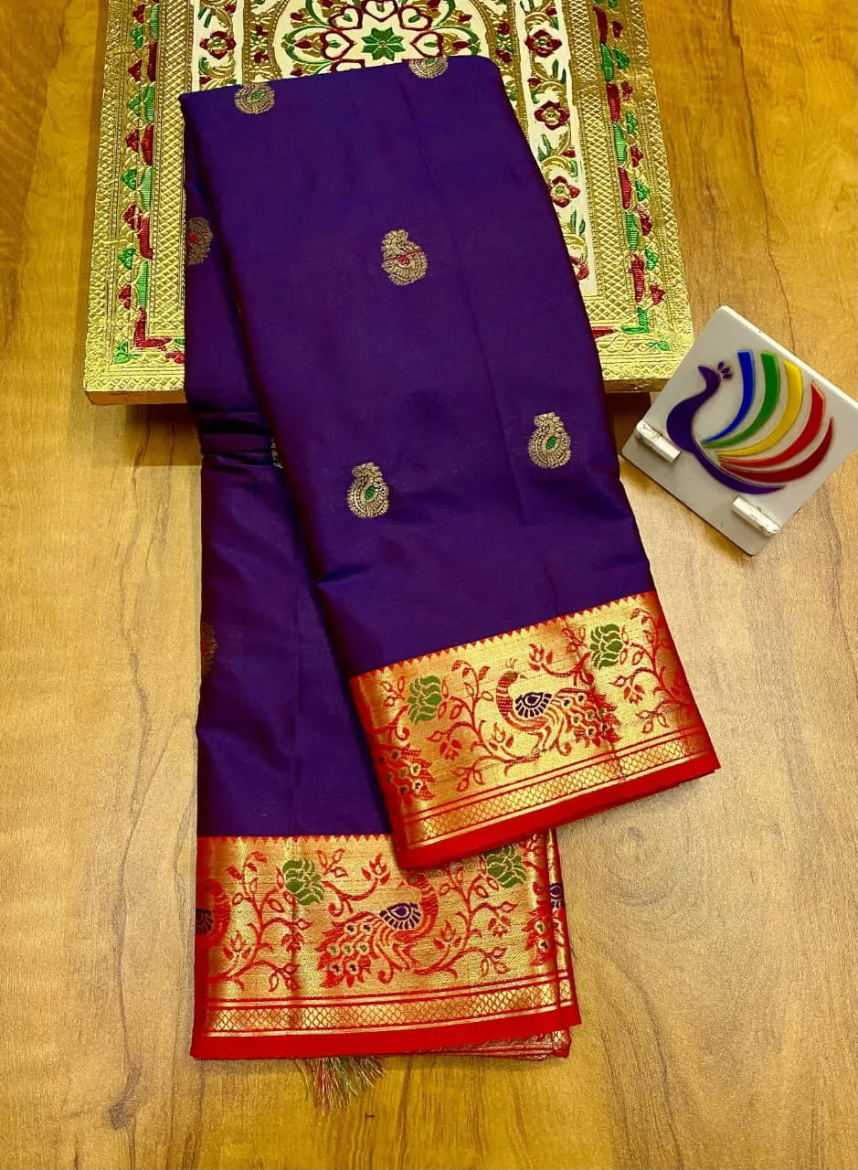 Muskan Brocade Soft Silk Paithani Saree - Deep Royal Purple